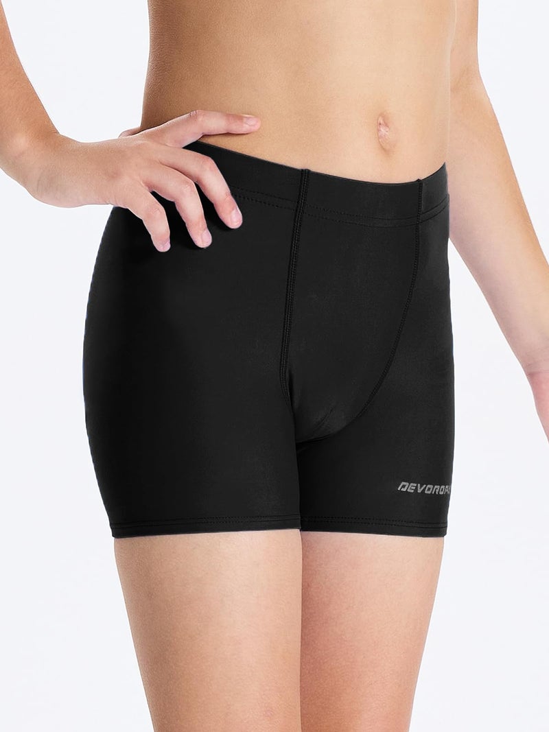 DEVOROPA Youth Boys Swim Shorts Square Leg Swimsuit Nylon Swimming Boxer Brief UPF 50+ Black M - Image 2